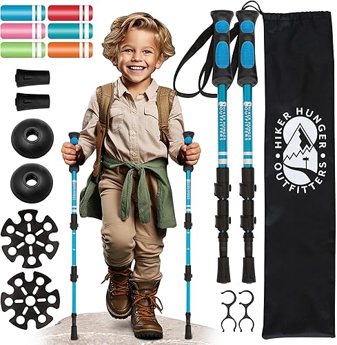 Miniatura 12 de Kids Hiking Poles by USA Brand - Lightweight Collapsible Kids Walking Stick w/Quick Adjustable Flip Locks verde azulado,Azul,Verde,Naranja,Rosa,Rojo