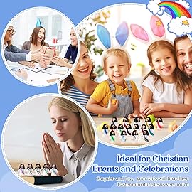 Bememo 25 Pcs Little Jesus Figures Original Design Jesus Love You Mini Rubber Toys to Hide and Seek Christmas Religious Party Favors Sunday School Baptism Gifts(Colorful)