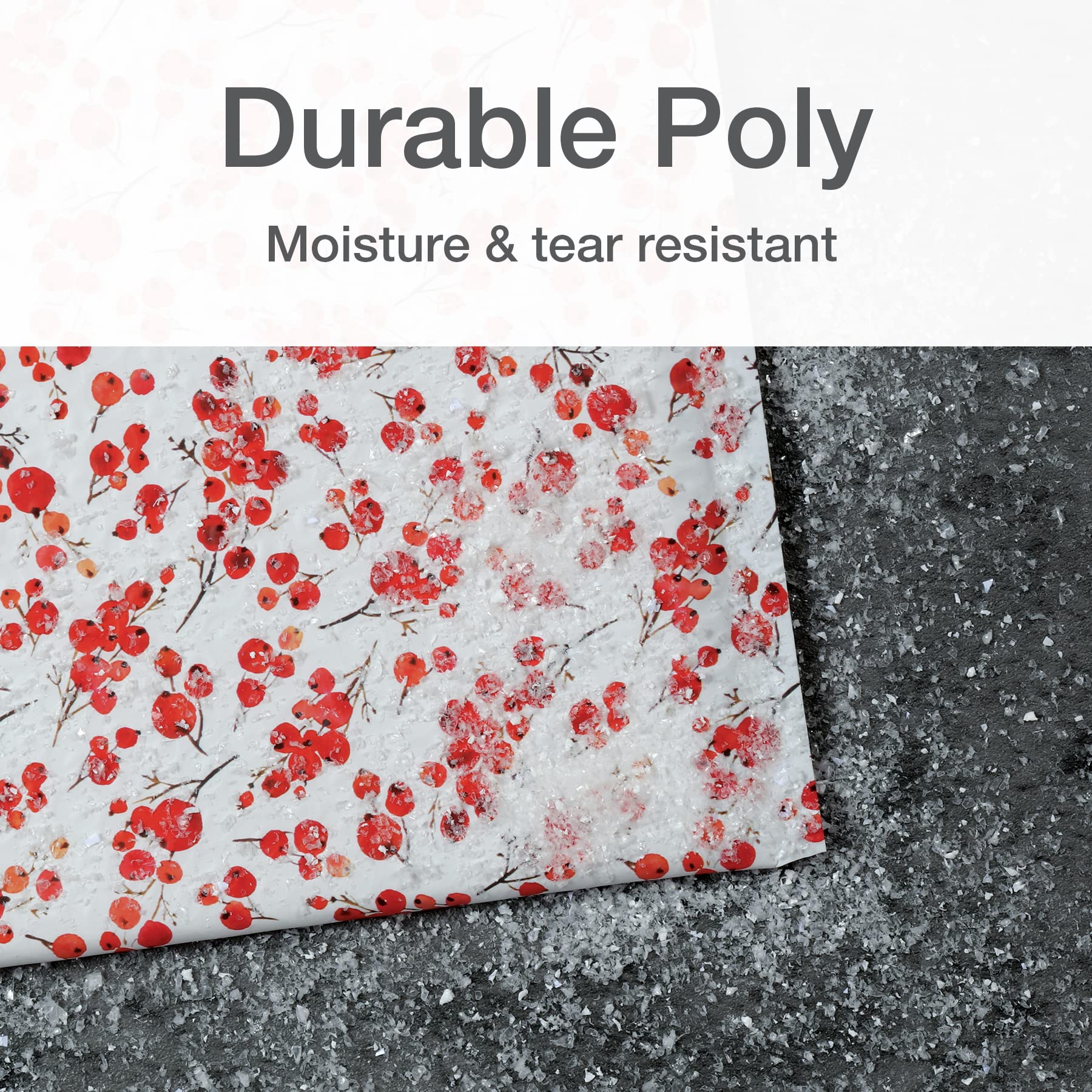 Quality Park Luftpolster-Versandtaschen, 21 x 27,9 cm, Weihnachtsversandumschläge, wasserabweisend, Poly-gepolsterte Umschläge, Beeren-Druck, 25 Stück (QUA85873)