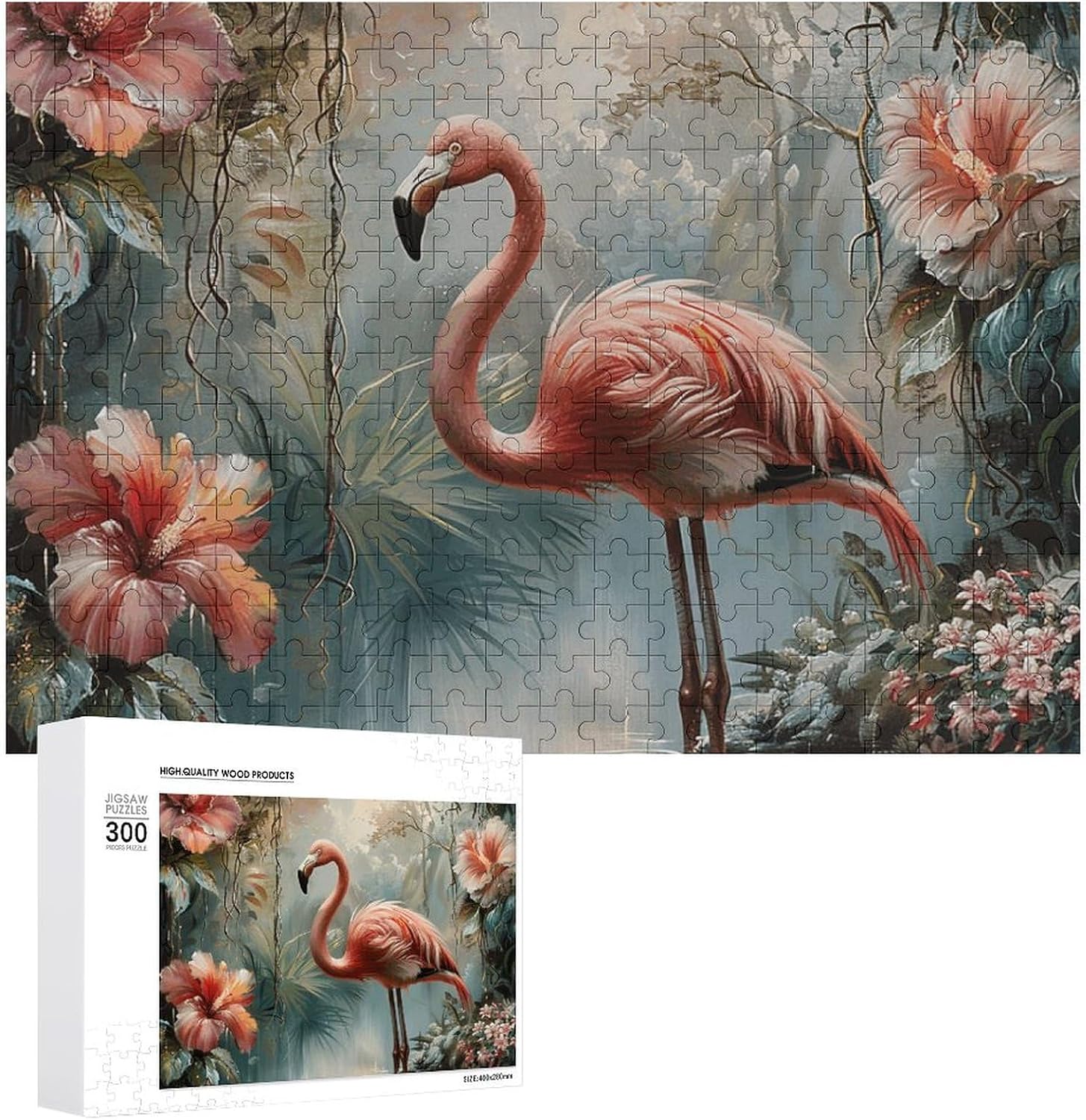 Beautiful Peach Flamingo Puzzles for Adults 300 PCS Home Decor