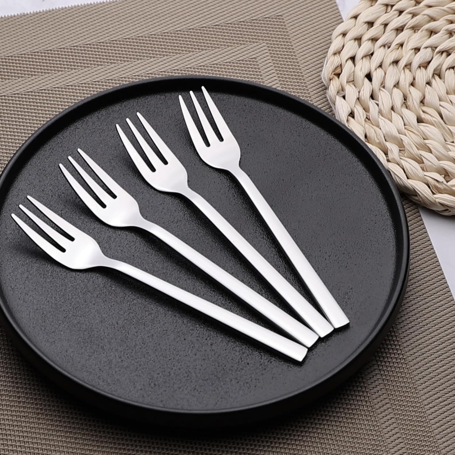 12-Piece Stainless Steel Small Tasting Fork, 3-Tines Fork