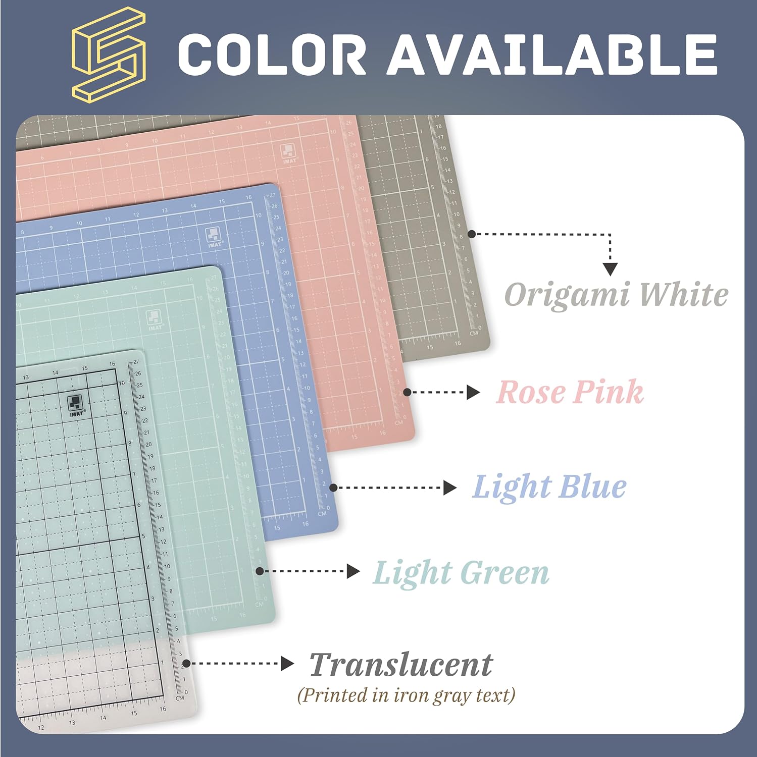 iMAT Flip Cutting Mat Note A3 Foldable Double-Sided Light Green | Inch grid front with cm dot back for dual-unit measuring. 12" x 18" size, ideal for cutting, crafts, sewing, and DIY projects