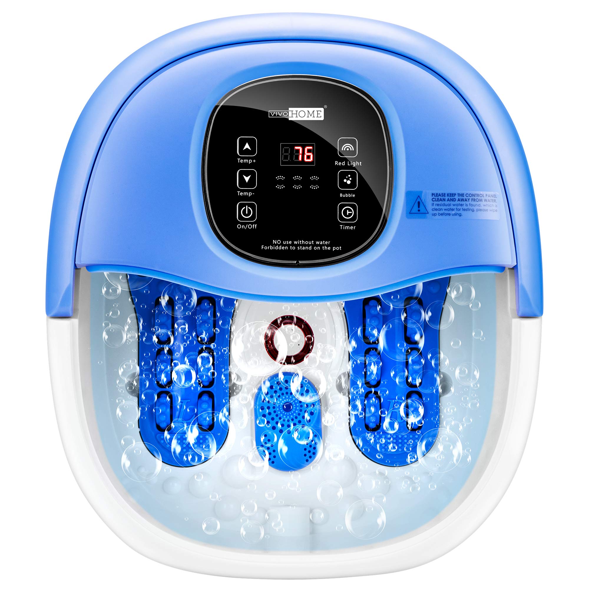 Amazon Com Vivohome 6 In 1 Foot Spa Bath Massager Basin With Heat Bubble Timer Red Light Drainage 2 X 11 Massaging Rollers Temp Adjustable From 95 To 118 Cleaning Brush Included 10qt