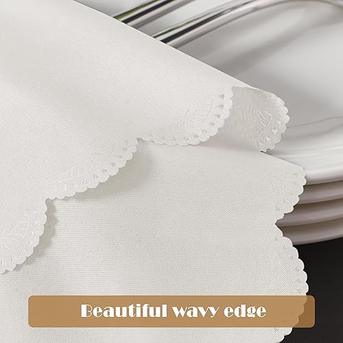 Miniatura 6 de LUSHVIDA Paquete de 2 manteles cuadrados color marfil de 54 x 54 pulgadas, manteles de microfibra lavables resistentes al agua, manteles decorativos