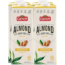 Gefen Sweetened Almond Milk 33.8oz 4 Pack, No Binders or Preservatives, Gluten Free, Vegan, Dairy Free, Soy Free, Non GMO, Kosher for Passover