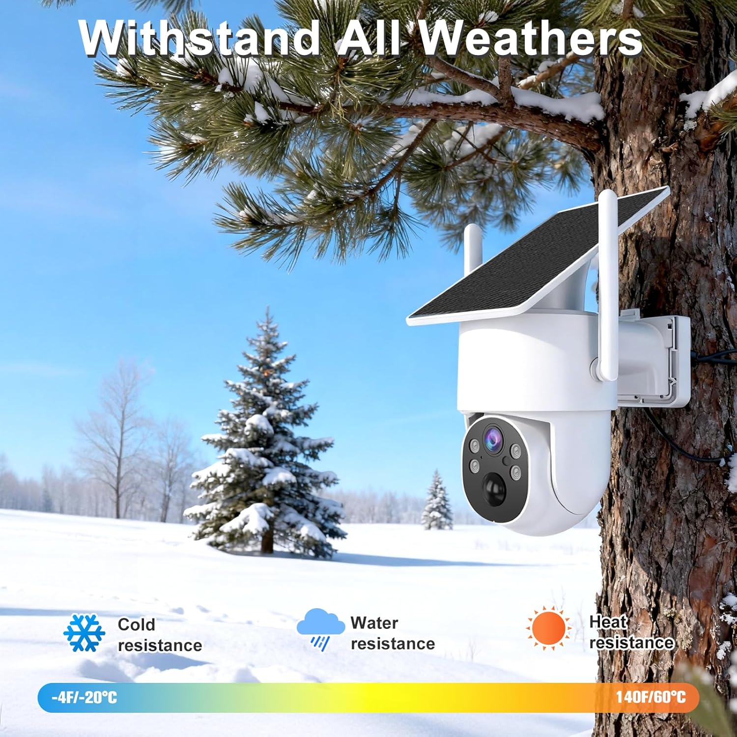 4G LTE Cellular Security Camera Outdoor，No WiFi Security Camera Solar Powered，365 Days Free Unlimited Data,360°Live View，PIR Motion Sensor，Color Night Vision，Tuya Smart Camera
