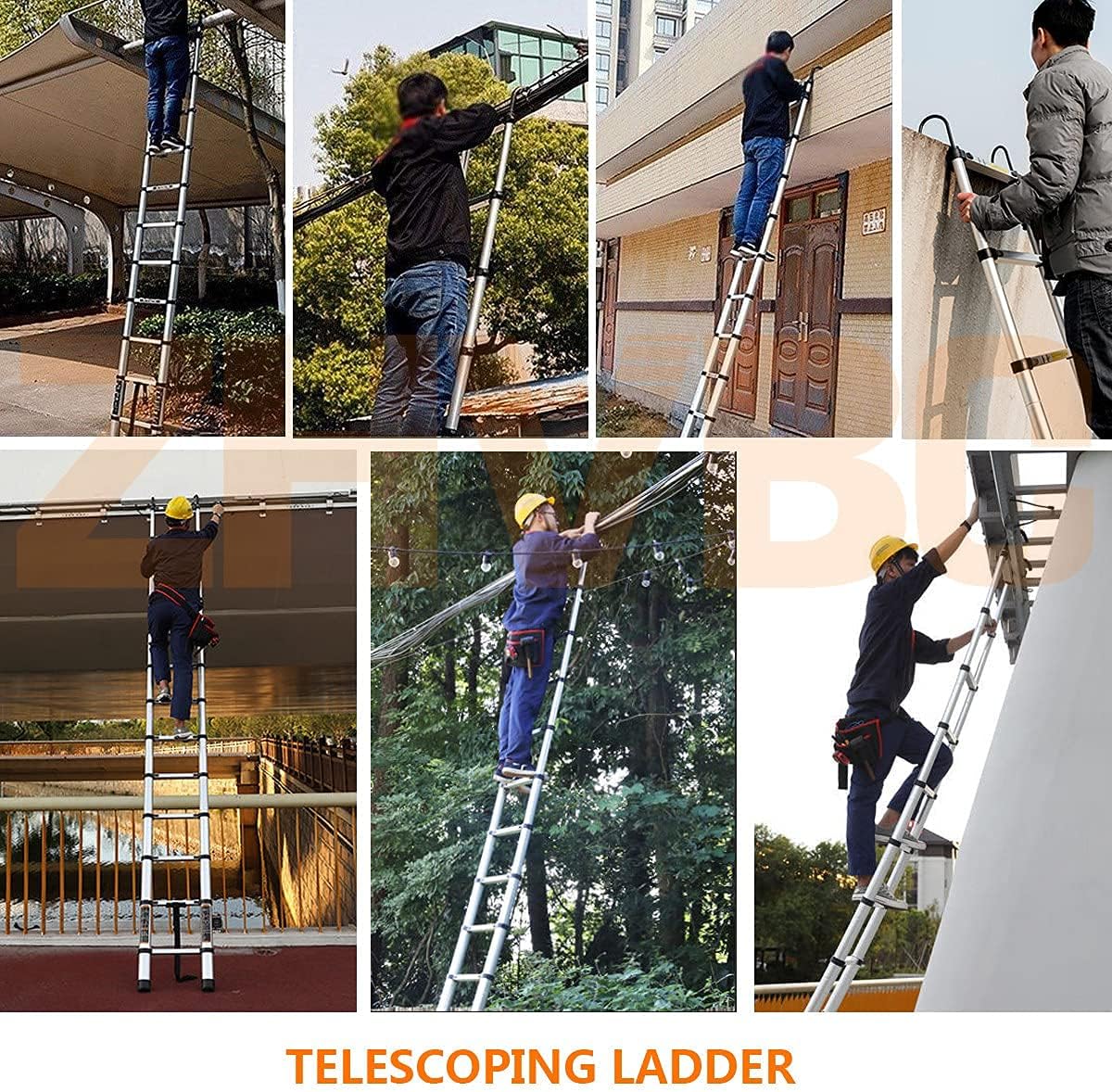 Telescoping Ladder - Long Telescoping Ladder with Hooks, Portable Aluminum Telescopic Extension Tall Multi Purpose Loft Ladder,1.4m/4.5ft