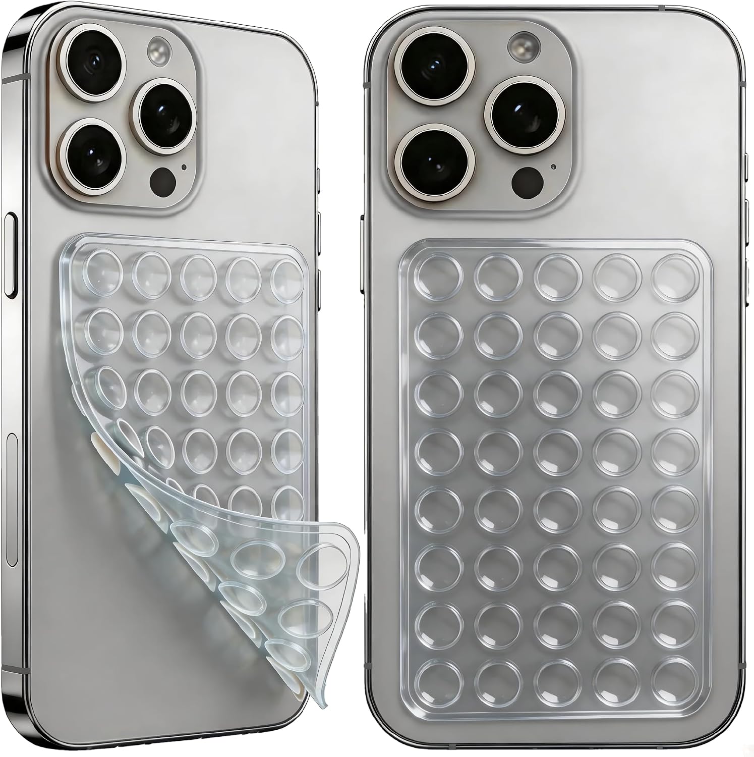 Clear 2PCS Double Sided Silicone Octo budyy,Sticky Phone Grip Holder for Hands-Free Selfes & Videos, Reusable Silicone Phone Suction Grip for iPhone & Android,Suction Cup Phone Case Mount