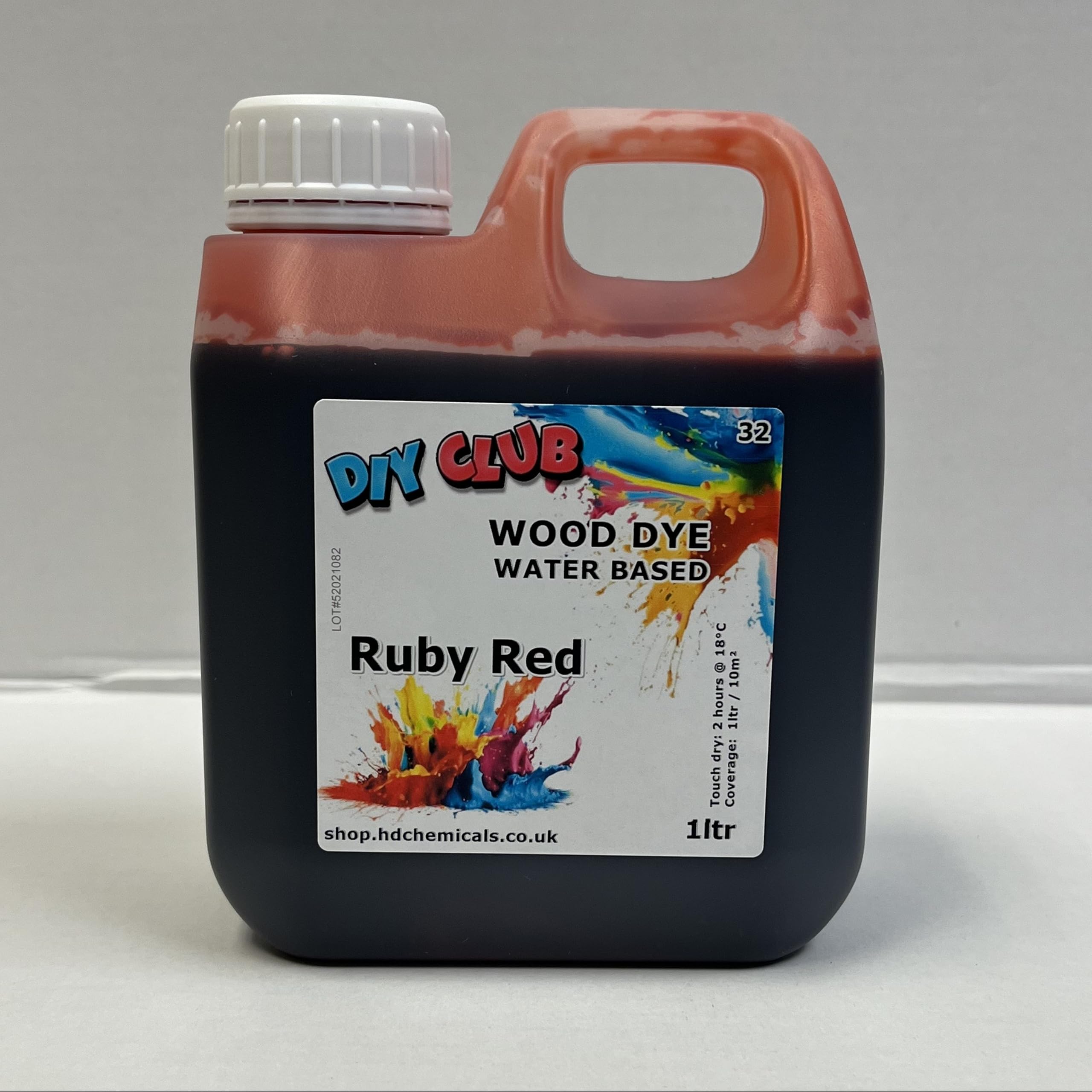 Water-Based Wood Dye, Wood Stain 500ml, 1000ml. Eco-Friendly, Non-Toxic, for DIY Interior Projects, Quick Dry, Furniture.Black, Red, Green, Blue, Pine, Oak, Brown, Mahogany, (Ruby RED, 1000ml)