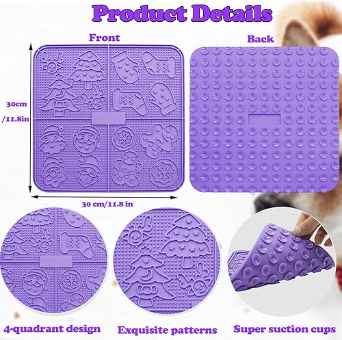 Miniatura 6 de Femont Tapete grande para lamer perro, tapete de alimentación lenta con 165 ventosas fuertes para mantequilla de maní, almohadilla para lamer sin