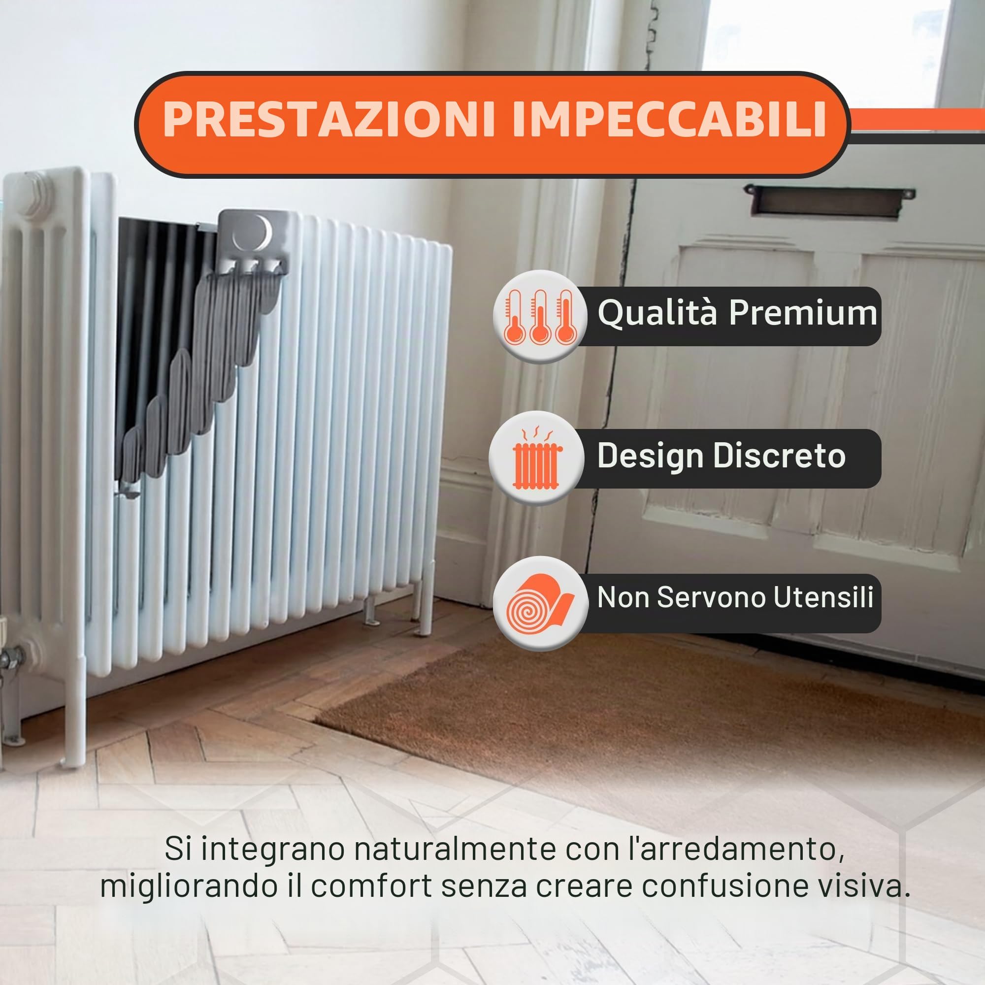 Radflek - Pannelli termoriflettenti per termosifoni, con strisce adesive termoriflettenti Radstik, confezione da 5 pannelli e 4 strisce Radstik, per isolare fino a 10 termosifoni
