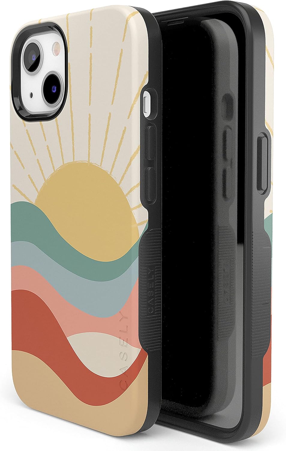 Casely iPhone 14 Plus Case | Here Comes the Sun | Colorblock Sunset | Bold Protective Design | Compatible with MagSafe