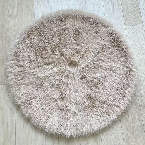 Vista 18 de Faldones blancos de felpa para árbol de Navidad, 36 pulgadas, tapete de lujo de piel sintética para base de árbol de Navidad con patrón de corazón