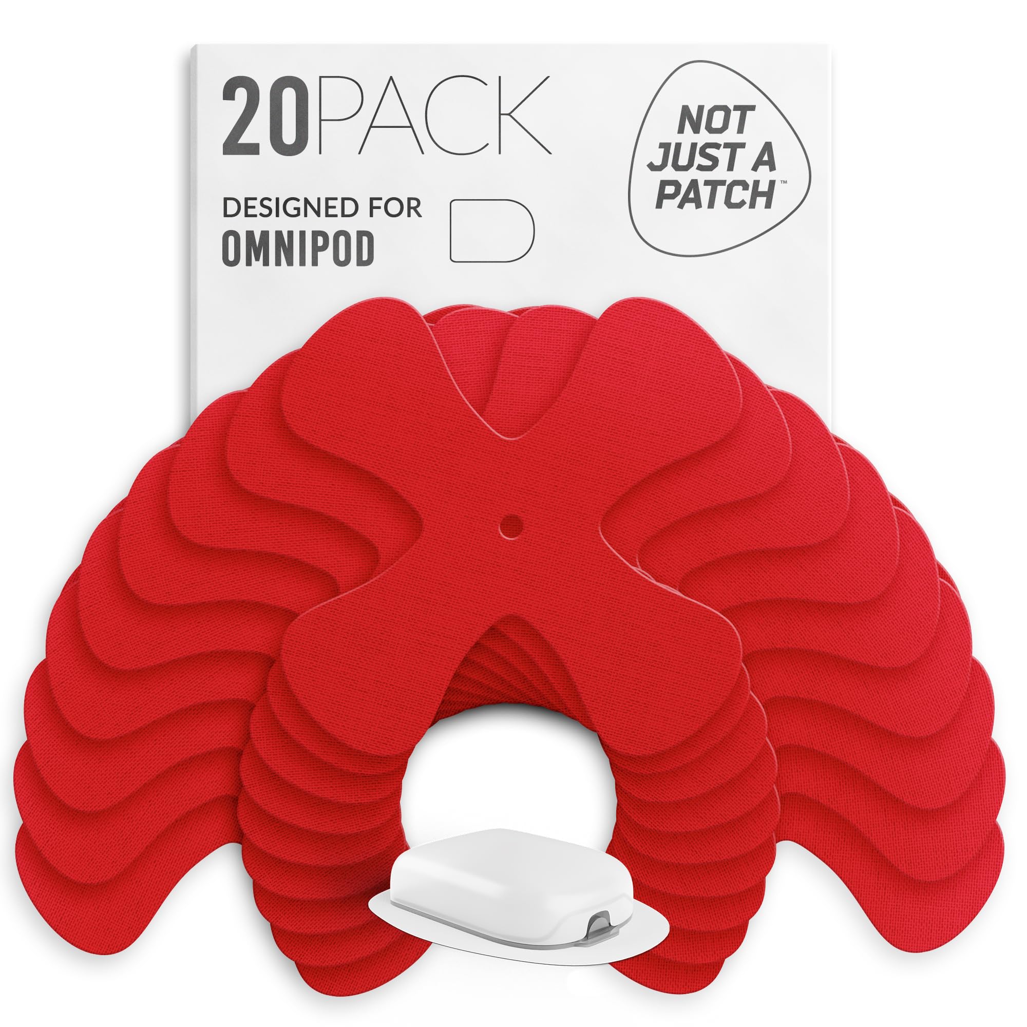 Not Just A Patch Omnipod 5 Adhesive Patches (20 Pack) - Durable for Active Lifestyle for 10-14 Days - Omnipod Covers in Red