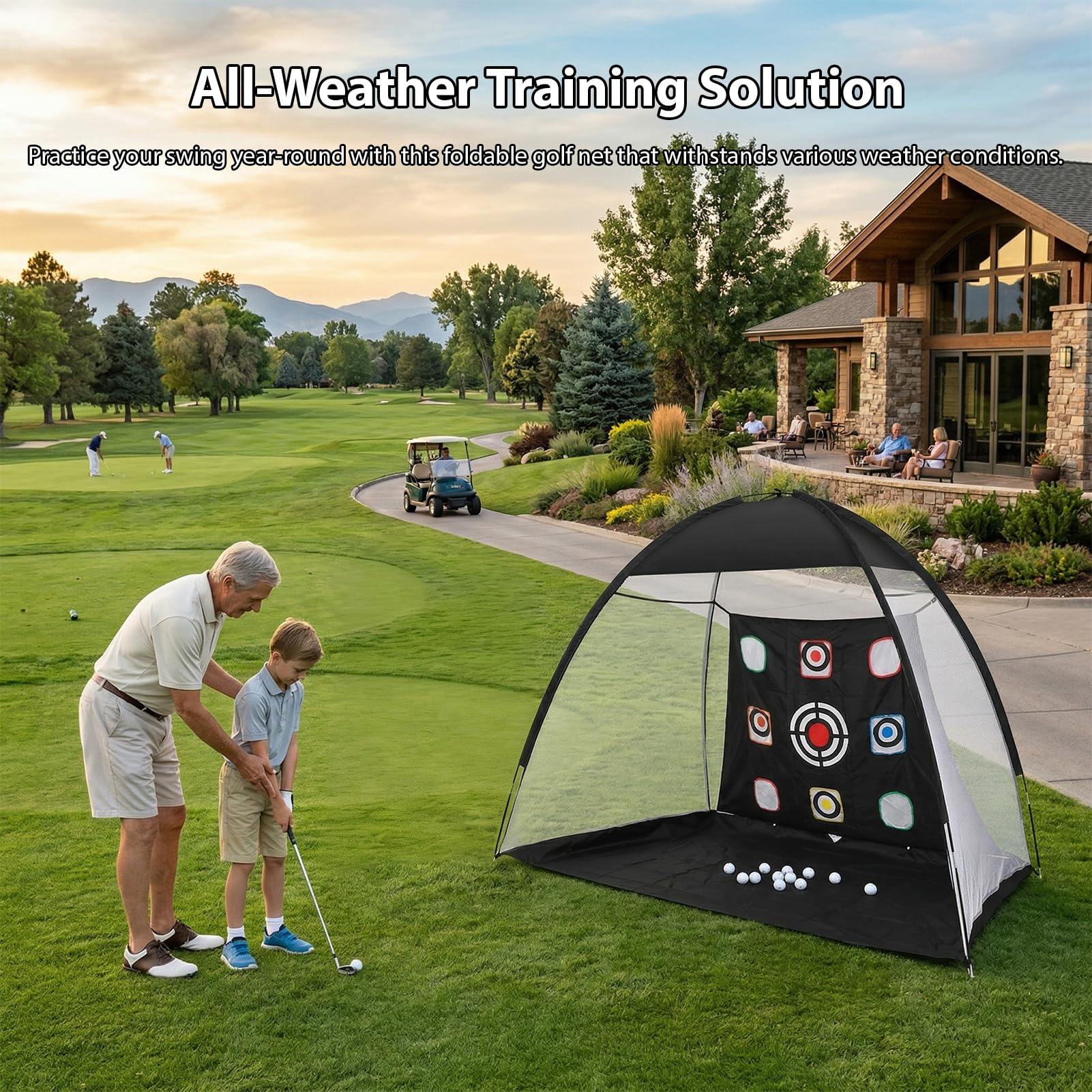 Fockety Set di Reti per Esercitazioni da Golf Rete da Allenamento per Obiettivi Tenda Pieghevole da Cortile Rete da Golf per Colpire Facile Installazione Poliestere Resistente per Uso
