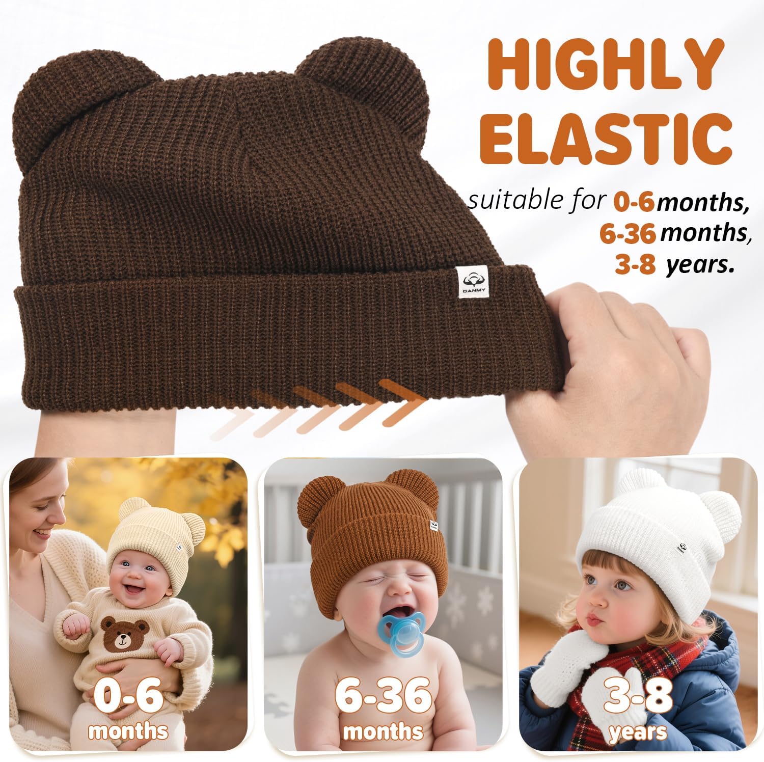 Baby Beanie Winter Knit Hat with Bear Ear for Infant Toddler Boys Girls Children Soft Knitted Hat Skull Cap - Image 5