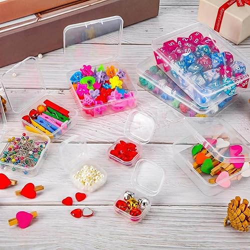 Vista 4 de 24 paquetes de recipientes pequeños de plástico transparente para almacenamiento de cuentas con tapa con bisagras para almacenamiento de objetos