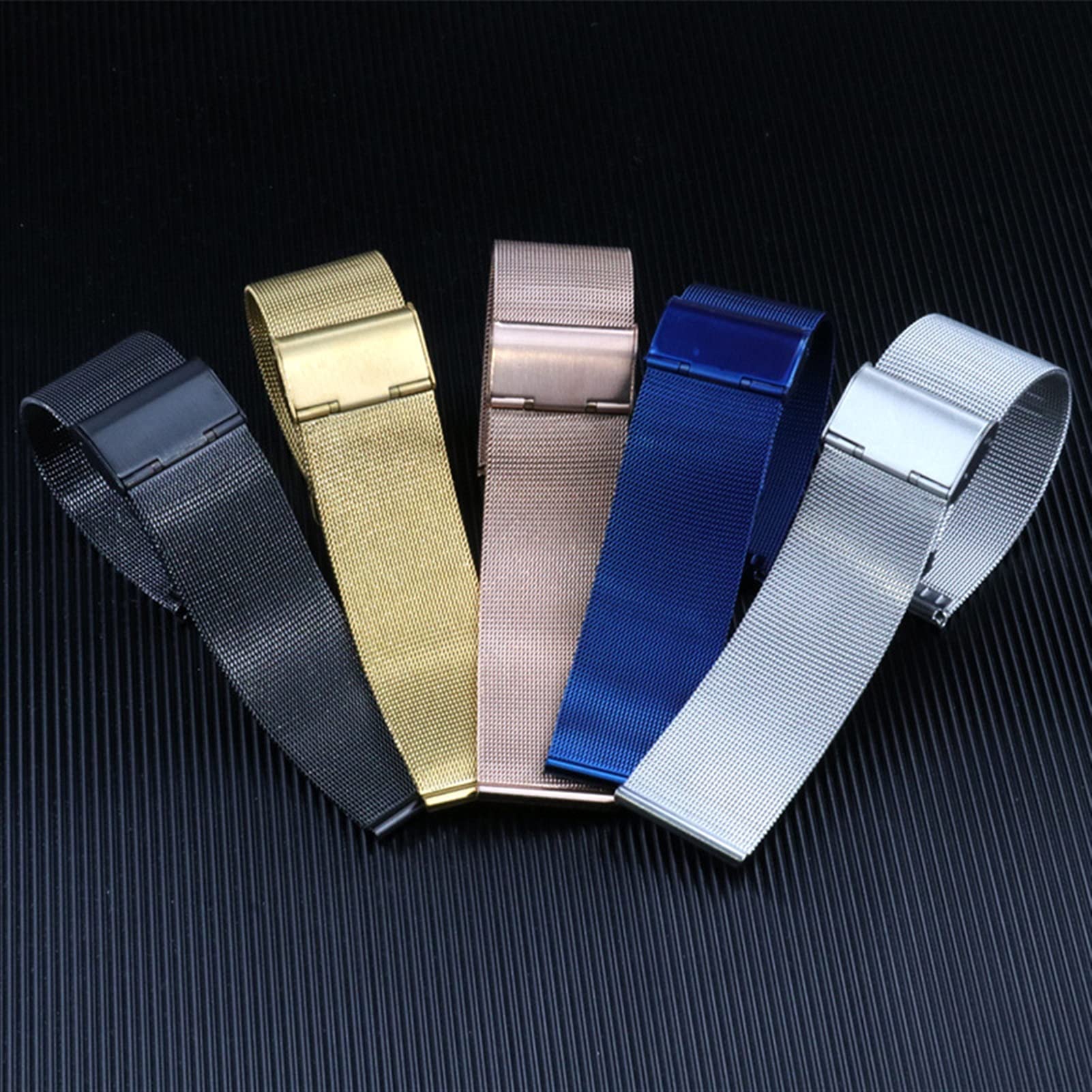 QHQQXN Correa de Reloj Correa sólida de Acero Inoxidable Tres Cuentas Relojes con Correa para Hombres y Mujeres con Accesorios 18/20/22/24/26/28/30 mm