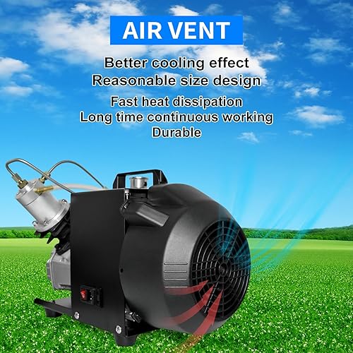 Miniatura 6 de TUXING Compresor de aire PCP 4500 Psi300 bar, compresor de buceo de doble cilindro, bomba de compresor de aire de alta presión para tanque de buceo