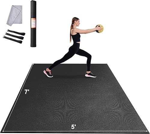 VEVOR Large Exercise Mat, 12'x6'10'x6'9'x6'8'x6'8'x5'7'x5'6'x4' (7mm) Extra Thick, Non Slip High Density Premium Workout Mat, Exercise Yoga Mat for