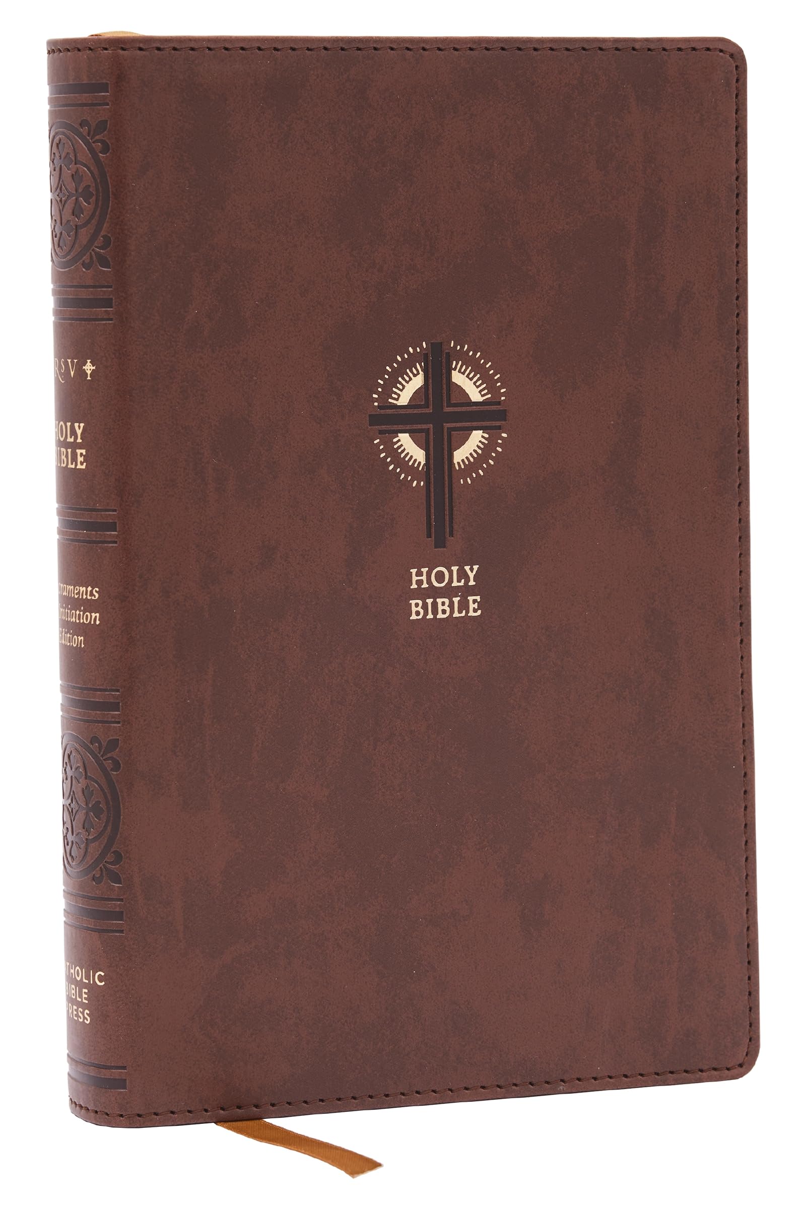 NRSVCE Sacraments of Initiation Catholic Bible, Brown Leathersoft, Comfort Print, Hardback, Catholic Bible Press