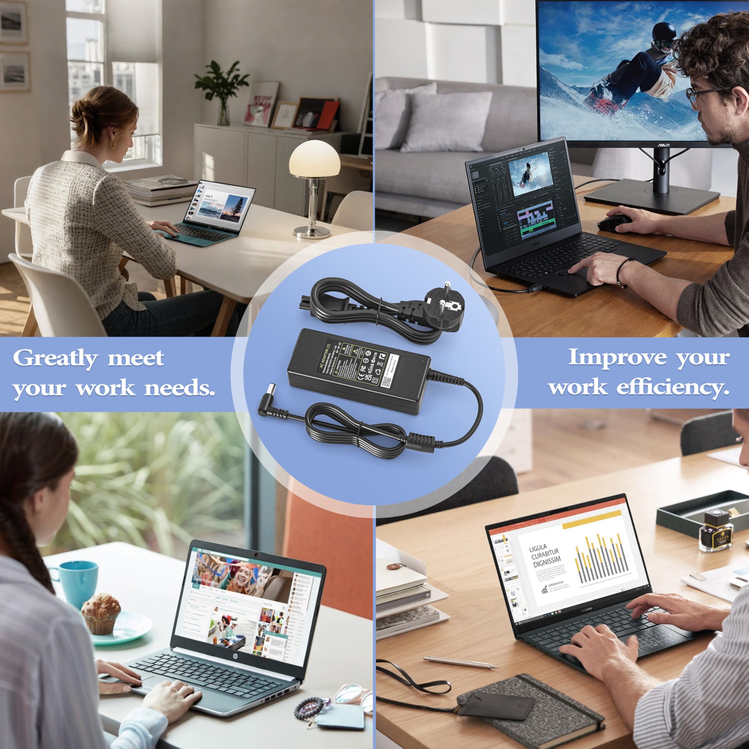 90W Caricatore Alimentatore per Sony Vaio PCG VGP VGN SVE14 SVE15, PCG-71811M PCG-71911M PCG-71211M VGP-AC19V43 VGP-AC19V37 VGP-AC19V31 Sony Bravia Caricabatterie Adattatore 19.5V 4.7A 6,5 x 4,4mm