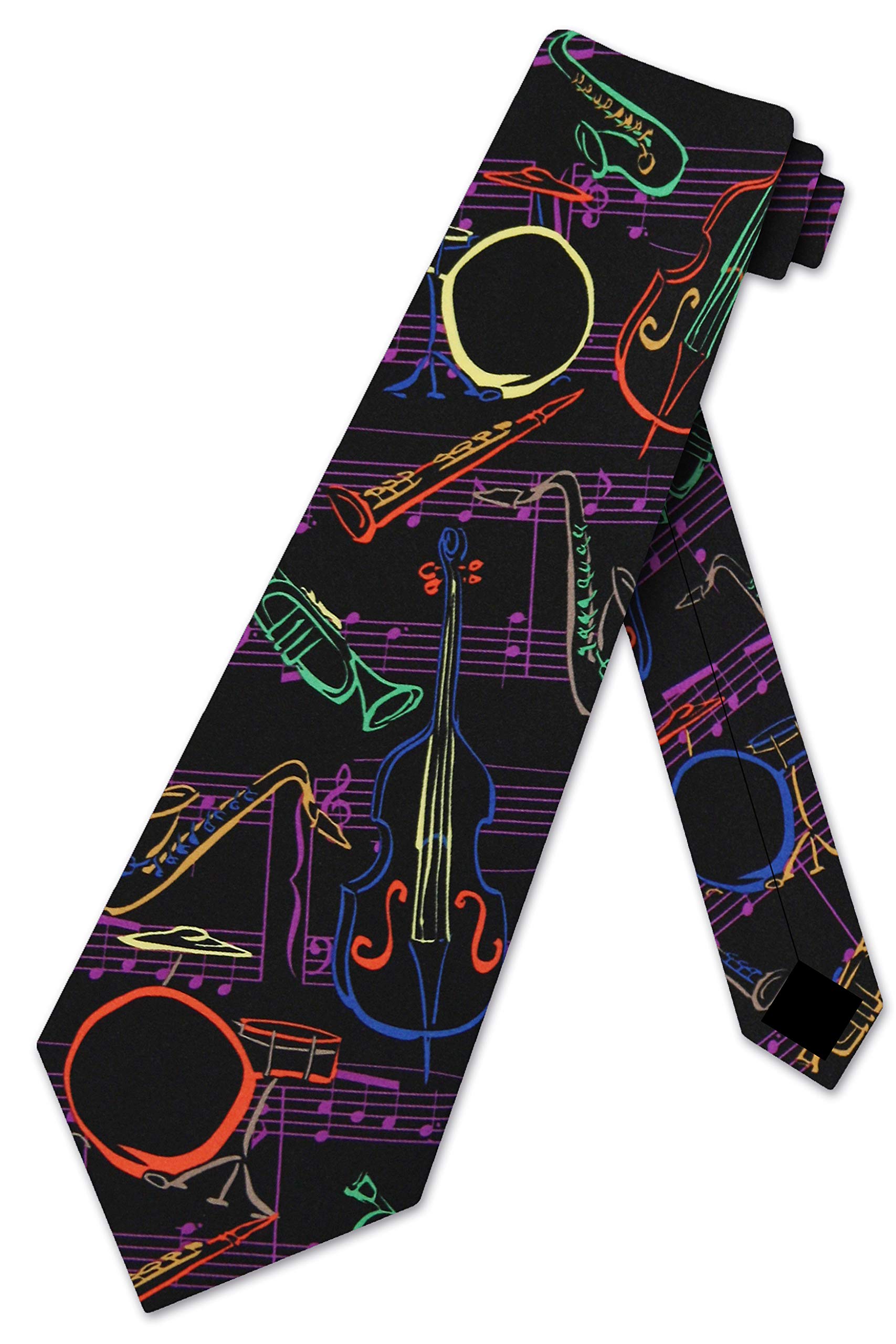 Three RookerJazz Instruments Tie Mens Music Neckties, Black, One size