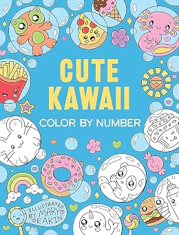 Cute Kawaii Color by Number Dover Kids Coloring Books