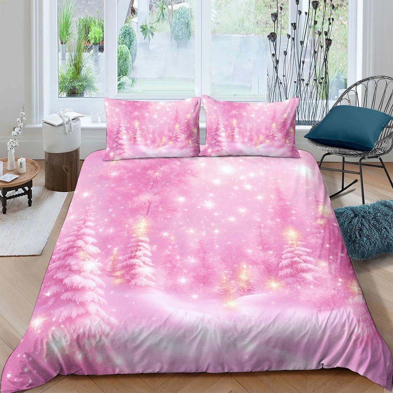 Ctjqhvkz Style-10 3D Printed Pink Dream Light Fitted Sheet Microfiber Soft Bedroom Decor Sparkling Mattress Cover Adult Teen Single（135X200cm）