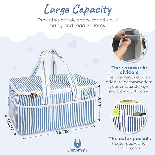 Miniatura 5 de Upmommy Organizador de pañales grande con tapa, organizador de pañales extra grande para bebé, niño o niña, organizador de pañales para automóvil,