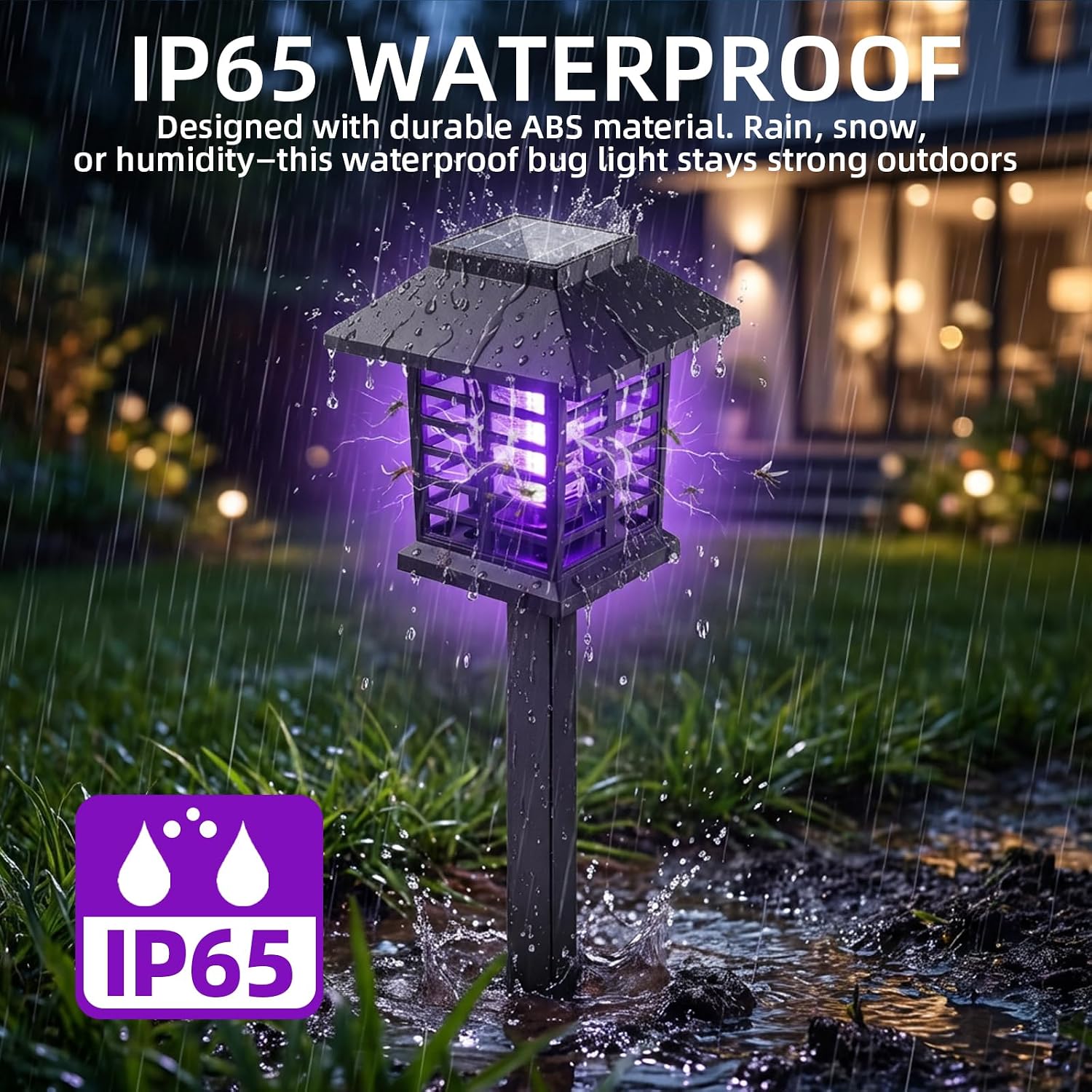 2026 Solar Bug Zapper Outdoor Waterproof Mosquito Repellent Outdoor Patio Mosquito Trap & Killer for Backyard, Garden, Farm, Solar Powered Fly Zapper for Small Flying Insect, Gnats, Flies, Moths(4)