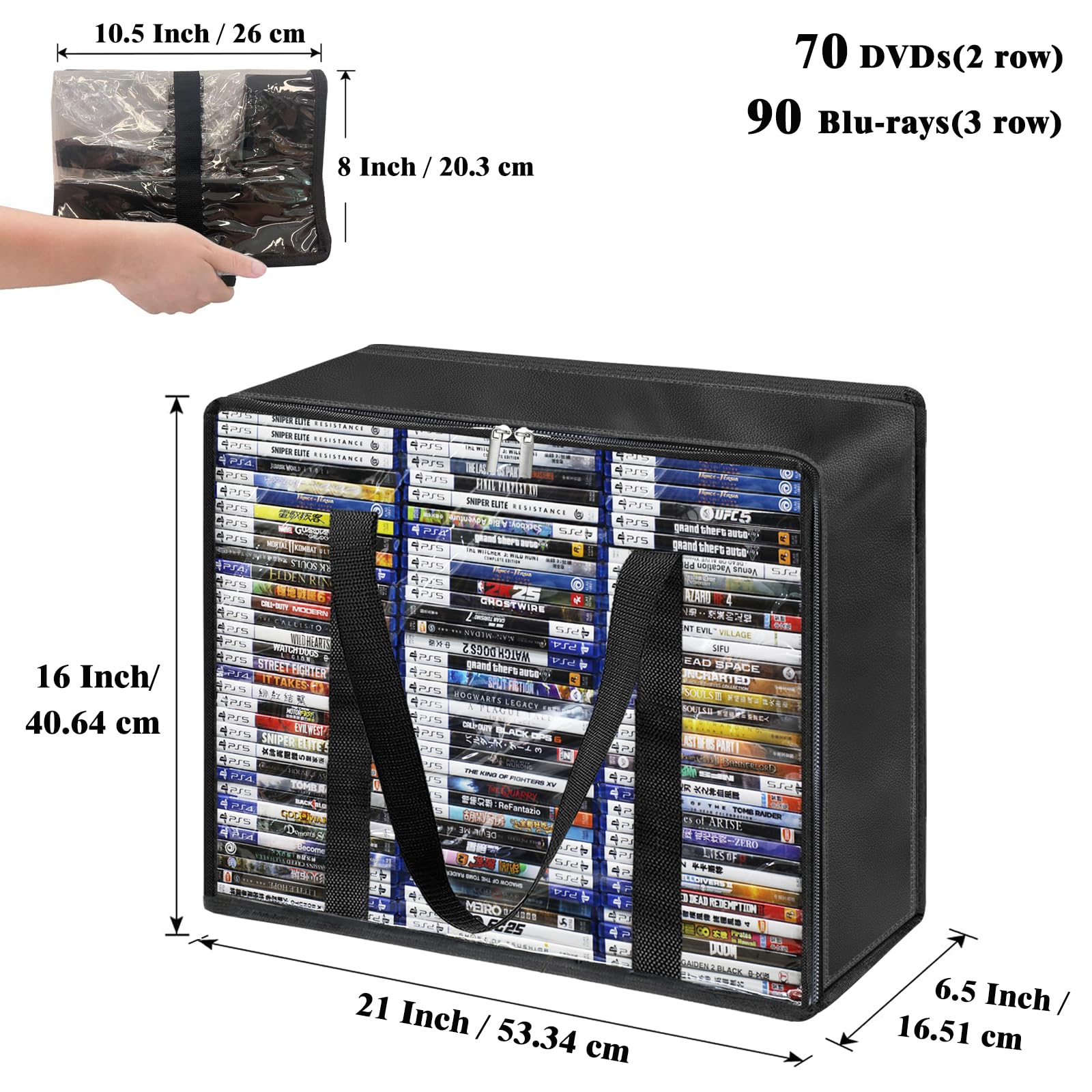 DVD-Blu-Ray-Aufbewahrungstaschen, 4 Stück DVD-Aufbewahrungsboxen für 280 DVD-Hüllen (je 70 Stück), hochtransparente Medien-Aufbewahrungsboxen aus Kunststoff für VHS, Videospiele, CDs
