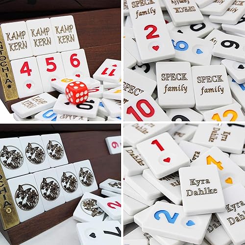 Miniatura 6 de Juego de Rummy de madera personalizado - Bastidores y azulejos personalizados rectos con estuche