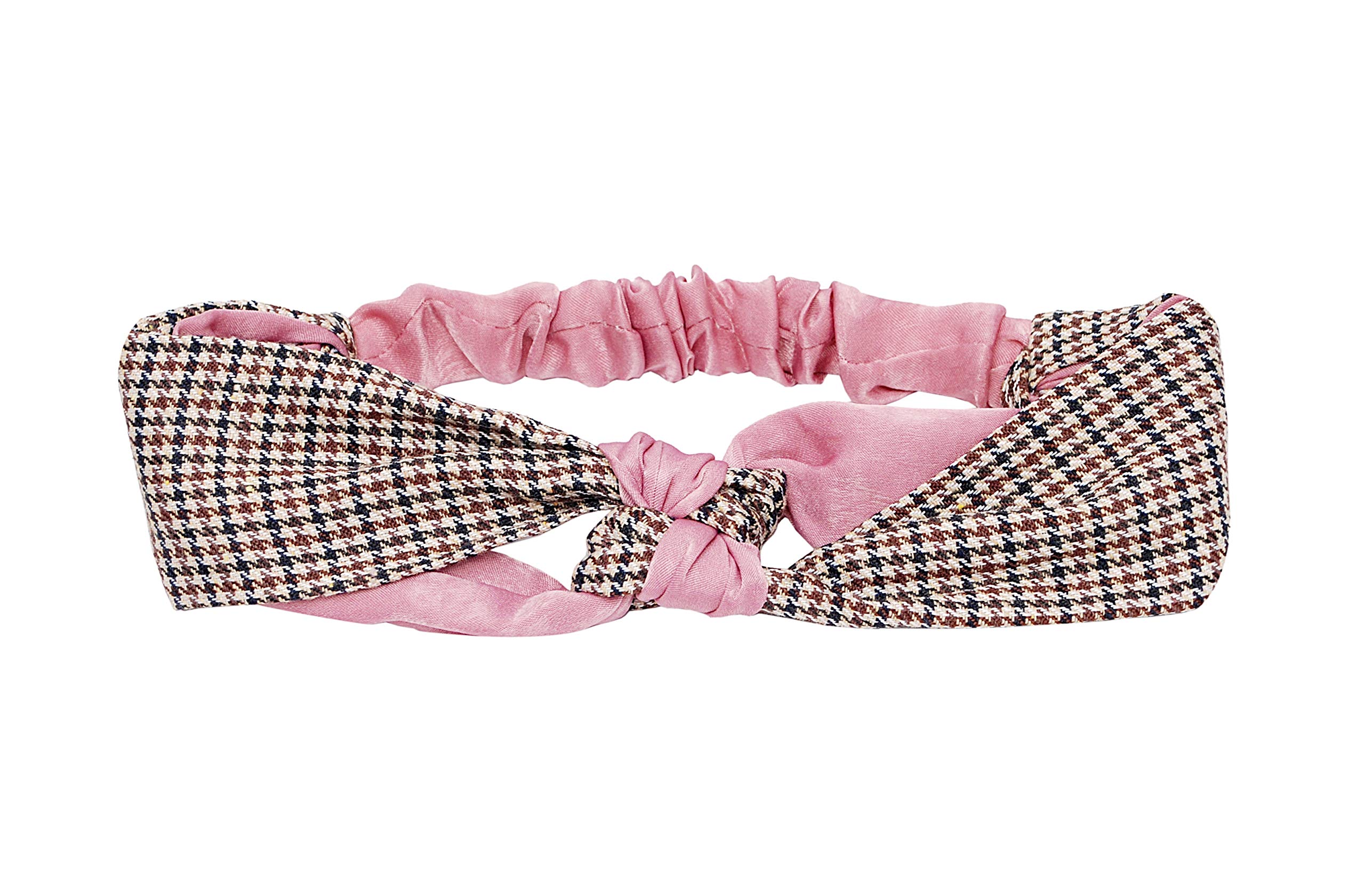 Solid Thick Fabric Knot Stretchable Hairband Headband for Women (Pink_Double_Knot)-image-6