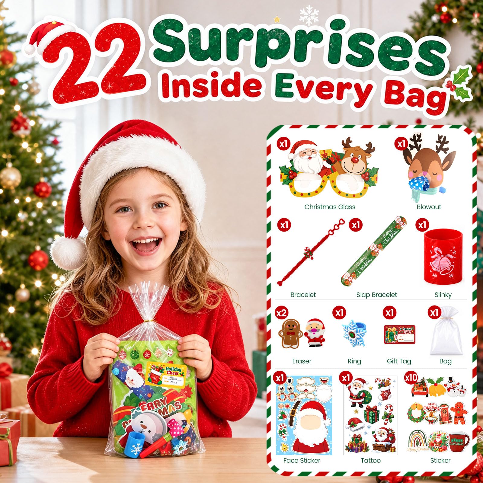 LovesTown 340PCS Christmas Party Favor Set for 12 Guests
