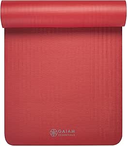 Gaiam Essentials Thick Yoga Mat Fitness &amp; Exercise Mat with Easy-Cinch Yoga Mat Carrier Strap, 72"L x 24"W x 2/5 Inch Thick