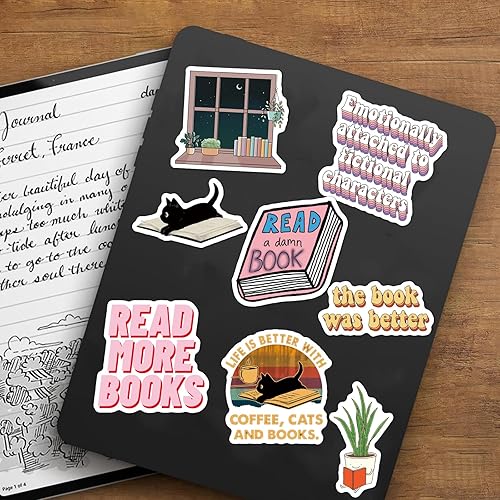 Miniatura 5 de Calcomanías de libro para Kindle Laptop Adulto, calcomanías de lectura Bookish Booktok, calcomanías estéticas divertidas para amantes de los libros,