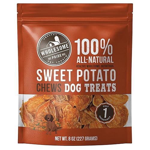 Wholesome Pride Sweet Potato Chews 100% All-Natural Single Ingredient Dog Treats, 8 oz - Sweet Potato Chews - 8 Ounce (Pack of 1)