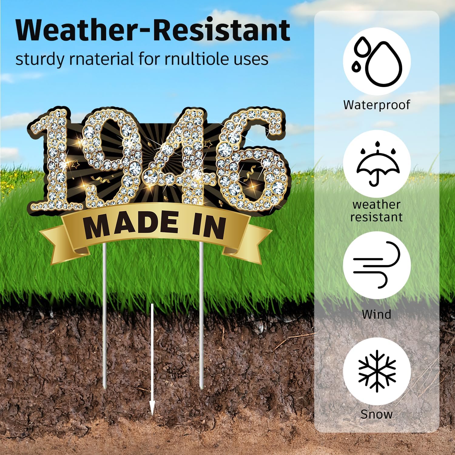cocomigo 8pcs Black Gold 80th Birthday Yard Signs, 80th Birthday Decorations, Lawn Signs with Stakes Made in 1946 Outdoor Lawn Sign Birthday Yard Decorations for Men Women Party Supplies