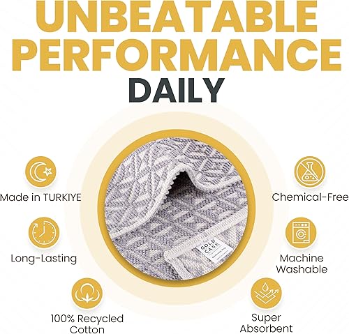 Miniatura 20 de Gold CASE - Juego de 4 toallas de mano turcas para baño, toallas de baño 100% algodón, toalla pequeña de cocina Helen para spa, cara, té y paño