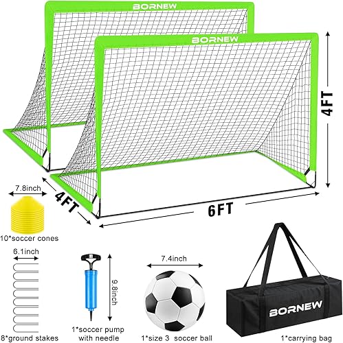 Miniatura 2 de Kids Soccer Goal for Backyard Set - 2 Set of 6X4  4X3 ft Toddler Soccer Nets Training Equipment, Soccer Ball, Pop Up Portable Soccer Set for Kids