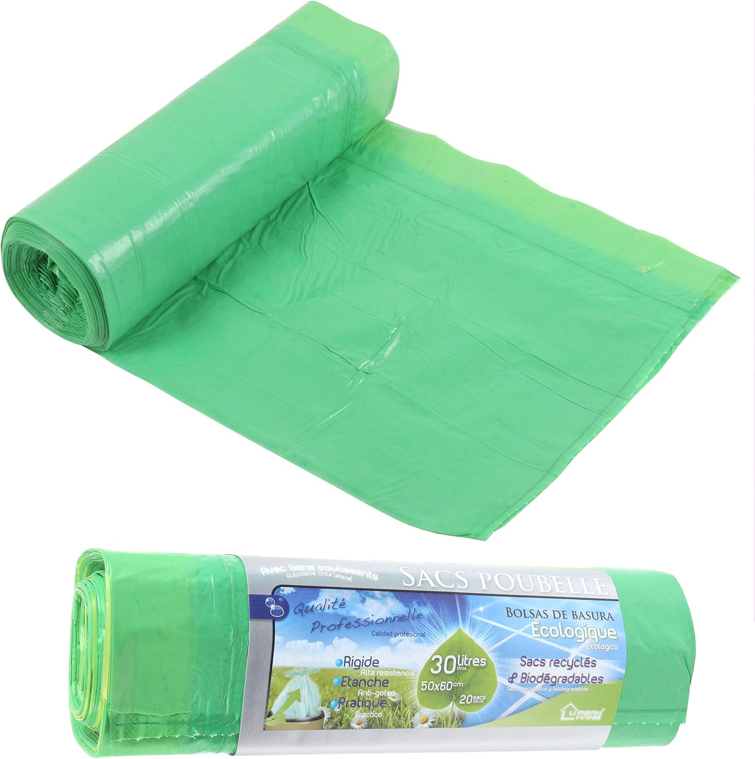 20x Green Biodegradable Bin Bags 30L Compostable Waste & Refuse
