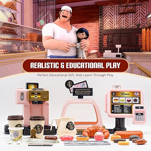 Miniatura 2 de Miraculous Ladybug - Juego de café de París, máquina de café de juego de rol de simulación y caja registradora interactiva con sonido y luz,