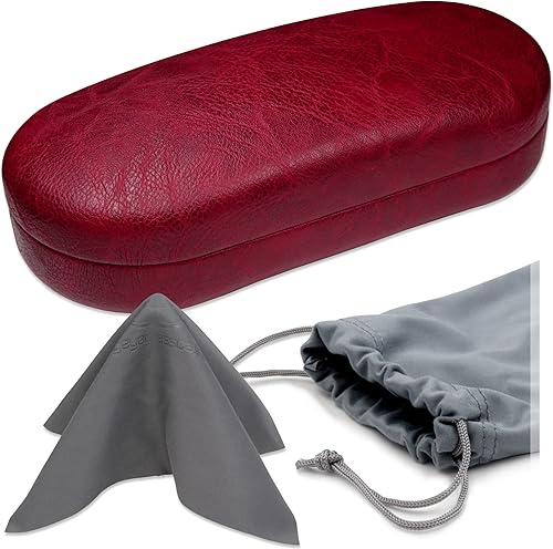 MyEyeglassCase - Estuche grande para gafas de sol - Estuche rígido para gafas con bolsa y tela - Estuche para gafas Monturas de aviador para hombres