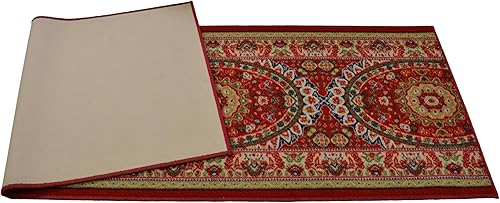 Miniatura 4 de Alfombra de pasillo de tamaño personalizado, diseño de medallón persa oriental rojo, alfombras extralargas para pasillos (36 pulgadas de ancho x