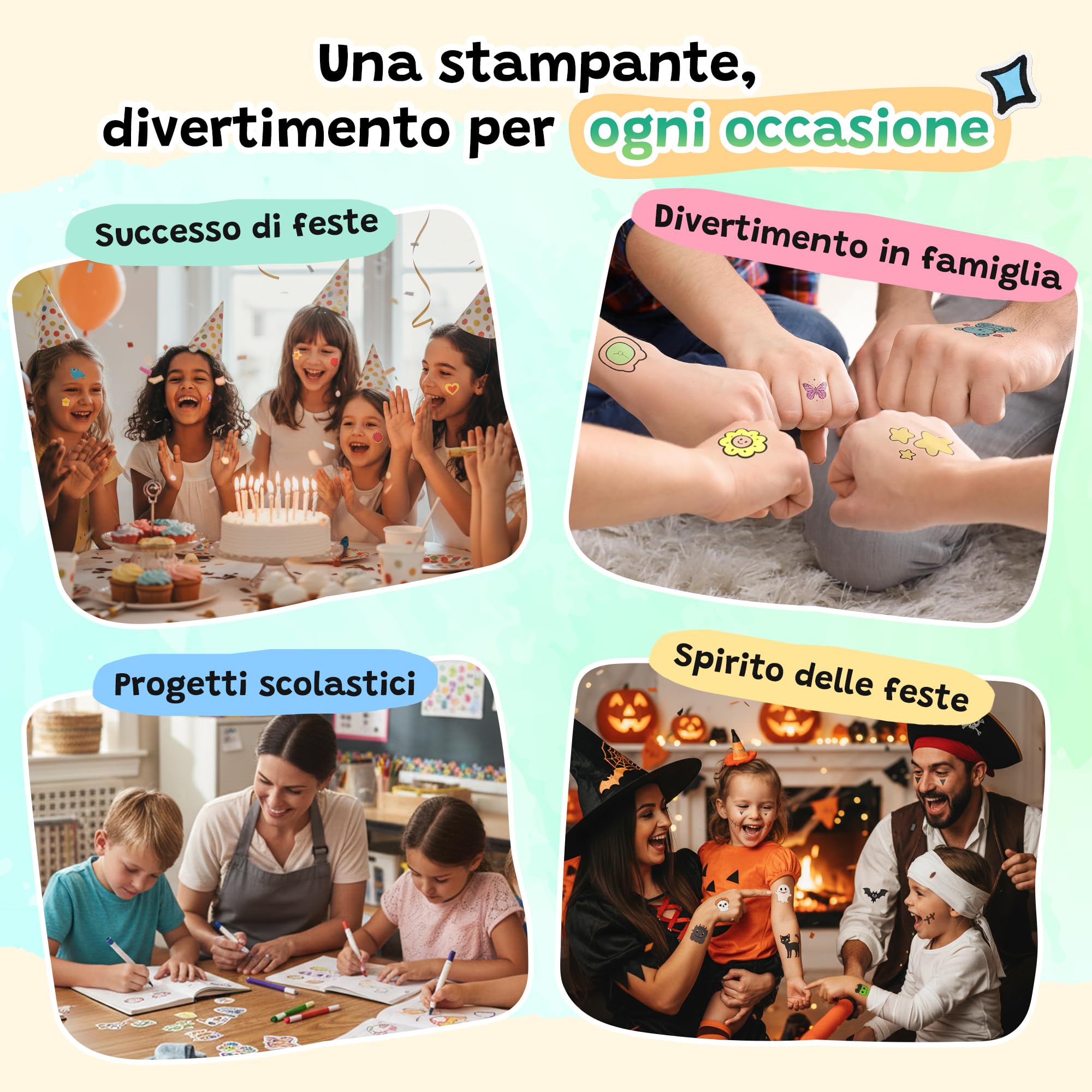 TATTMUSE Stampante Tatuaggi per Bambini, Regalo Bambina 5 6 7 8 9 10 Anni | con 40 fogli per Tattoo e 4 Pennarelli, Tatuaggi Temporanei - Attività Fai da te per Giochi Bambina 11 12 Anni