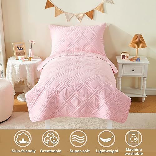 Miniatura 8 de Juego de ropa de cama para niños pequeños de 4 piezas para niñas y niños, juego de edredón de microfibra suave y transpirable para niños, juego de