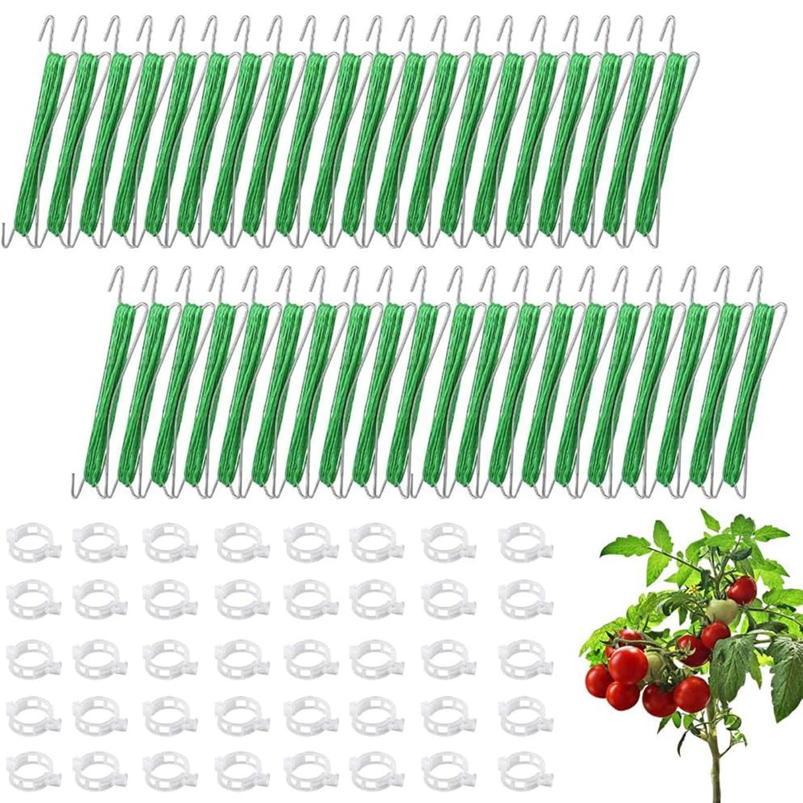 Ganci per Pomodori Anti-Pizzicamento Supporto Robusto | 40 Ganci Per Rampicanti, Fiori E Piante Per Cetrioli, Frutta, Colture, Interno Ed Esterno, Giardino, Fattoria, Patio, Serra