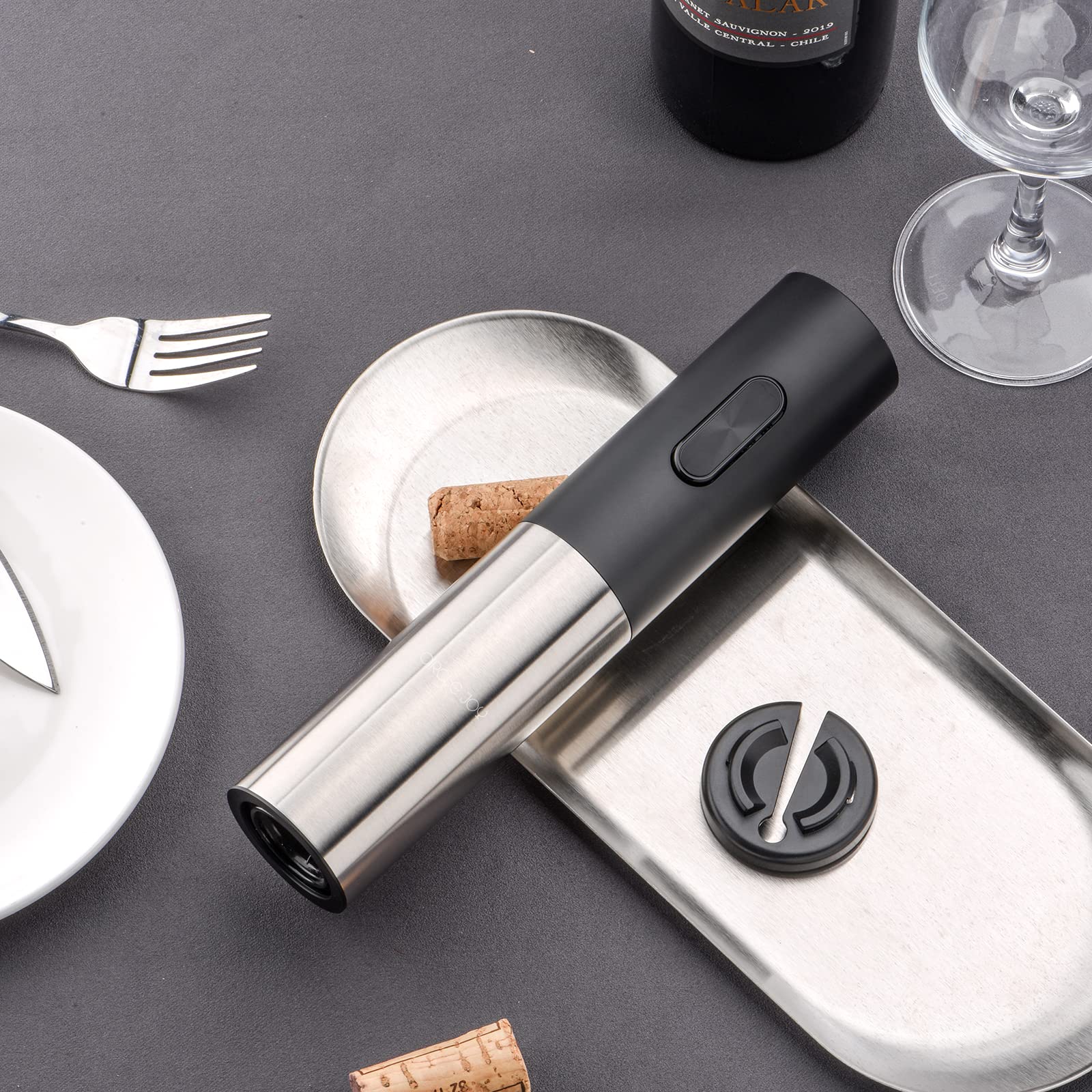 CIRCLE JOY Sacacorchos Eléctrico Abridor de Vino Automático con Cortador de Lámina Bloqueable