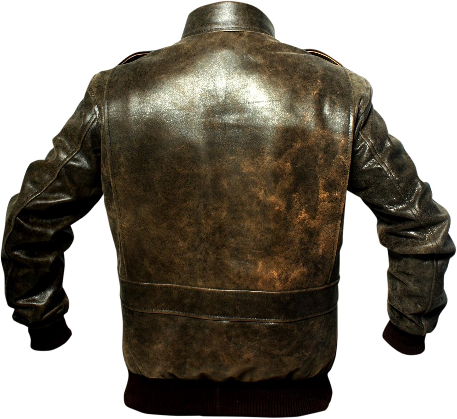 A2 Distressed Cowhide Leather Bomber Aviator Flight Jacket - Image 2